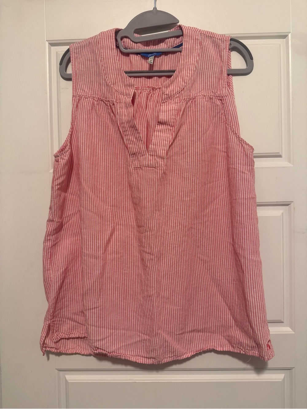Joules Juliette Pink Stripe Linen Blend Sleeveless Top Size 10